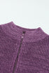 Zipped Turtleneck Drop Shoulder Knit Sweater
